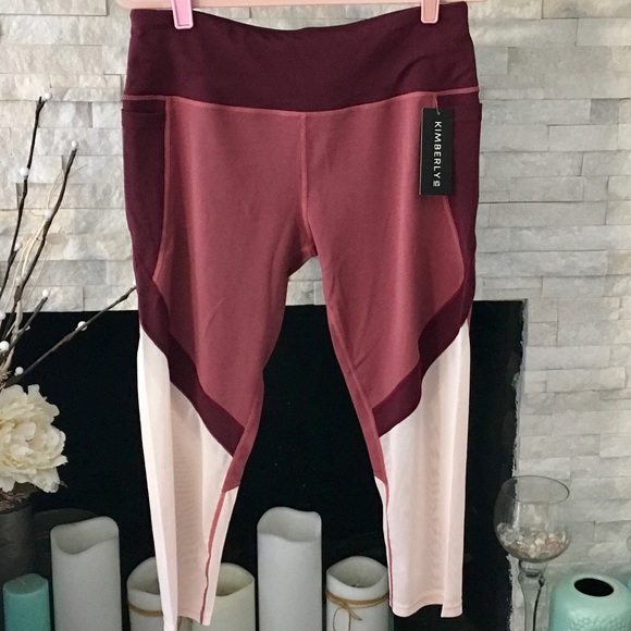 KIMBERLY C ADORABLE MAROON AND PINK CAPRI LEGGINGS - Picture 5 of 8